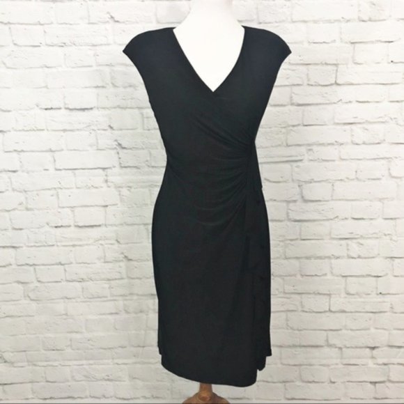 America Living V-Neck Cap-Sleeve Ruched Dress 6 - Picture 1 of 4